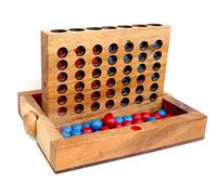 Logica Puzzles Art. 4 in a Row L - Board Game in Fine Wood - Strategy Game for 2 Players - Folding Box - Travel Version