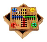 Logica Puzzles Art. Ludo - Pachisi S - Pocket Board Game - Wooden Board Game in Teak Wood - Travel Version