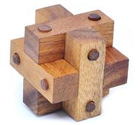 Logica Puzzles art. Nailed Cube - 3D Brain Teaser in Fine Wood - Difficulty 3/6 Hard - Leonardo da Vinci Collection