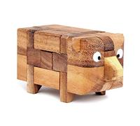 Logica Puzzles Art. Piggy - 3D Brain Teaser in Fine Wood - Difficulty 3/6 Hard - Leonardo da Vinci Collection