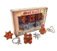 Logica Puzzles Art. Set 6 in 1 Leonardo Puzzles - 3 Wooden + 3 Metal Puzzles - Mixed Difficulties - Brain Teasers Set - Leonardo da Vinci Collection