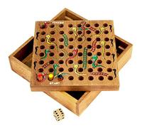 Logica Puzzles Art. Snakes and Ladders - Wooden Board Game - Teak Wooden Box - Travel Version