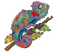Logica Puzzles art. The Chameleon - Mandala Puzzles - Wooden Puzzle - Innovative Shaped Puzzle - 27.6 X 28.5 cm - 112 pieces