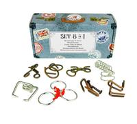 Logica Puzzles - Set 8 Metal Puzzles in 1 Vintage Suitcase - Mixed Difficulties set for beginners and non beginners