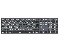 LOGICKEYBOARD 'Titan' Wireless Backlit with Large Print • White Letters on Black Keys • Made for Windows PC • p/n LKB-LPWB-TPC-UK
