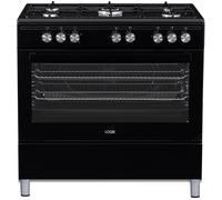 LOGIK LFTG90B25 90 cm Dual Fuel Range Cooker - Black, Black