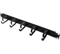 LogiLight black cable management panel, 1 unit with 5 metal rings, 48.3 cm (19 inches)