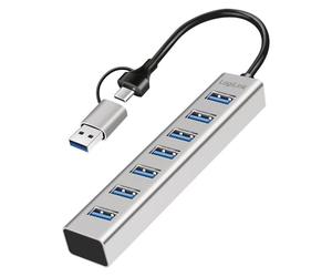 Logilink 076264 USB 3.2 Hub 7 USB-A Ports Aluminium Silver Silver