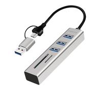 Logilink 076790 USB 3.2 Hub 3 USB-A Ports, 2 SD/microSD Aluminium Silver Silver