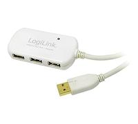 LogiLink 12m USB 2.0 Active Repeater Cable with 4-port USB Hub