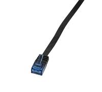LogiLink CF2033U Cat.6 U/UTP SlimLine Flat Patch Cable, 1 Meter Length, Black, Black, 1 Meter Length