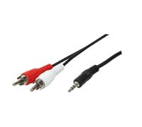 LogiLink 1x3.5mm - 2xRCA. 1.5m audio cable 3.5mm Black