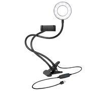 LogiLink AA0150 LED Ring Light Diameter 8.5 cm with Smartphone Holder, 3 Colour