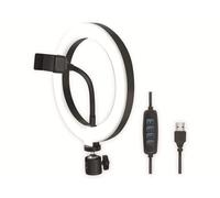 LogiLink AA0151 LED Ring Light/Ring Light (Diameter 20 cm) with Smartphone Holder, 3 Colour Modes (Natural, Warm, Cold) and 72 LEDs for Professional Videos and Pictures, Black, 72 LEDs (Diameter 20)