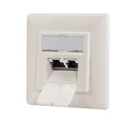 Logilink Cat.6A Network Socket UP 2 x RJ45 Shielded Pure White Vertical Cable Fe