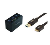 LogiLink compatible Hub USB 3.0 avec lecteur de carte All-in-One, noir Single