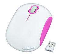 LogiLink Cooper Optical Mini Wireless Mouse 2.4 GHz 1000 dpi Ideal for Laptops with 3 Level Power Saving Mode white/pink