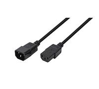 LogiLink CP091 IEC C14 Male to IEC C13 Female Power Extension Cable, 1.80 Meter Length, Black