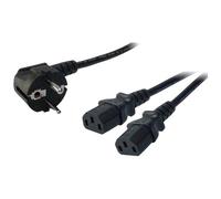 LogiLink CP101 Power Cable 1x PG Plug to 2x IEC C13 1.7m Black
