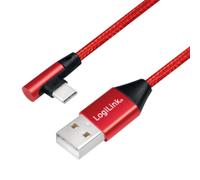 USB 2.0 Connection Cable USB Type A to USB Type C 90° Angled Red 0.3 m