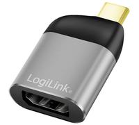LogiLink USB 3.2 Gen2 Adapter Ultra HD 8K USB Type C (Male) to DisplayPort (Female), Colour: Black/Grey