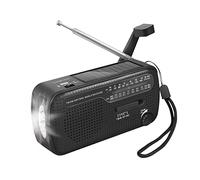 LogiLink Dynamo Hand Crank Radio, w/ solar panel, black