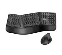 LogiLink Ergonomic Wireless Keyboard Mouse Set with Split Keyboard (with 13 Multimedia Keys)