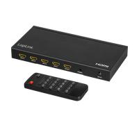 LogiLink HD0053 HDMI Switch 4-Port 4 Inputs / 1 Output (4x Video to 1x TV) with Multiviewer (4x Video at the Same Time), UHD 4K/30 Hz, Scaler