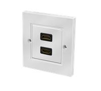LogiLink HDMI wall plate. 2-port. with 2x HDMI-A coupler F/F. white