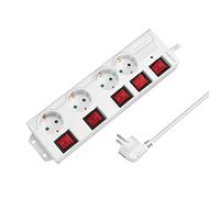 LogiLink LPS252 4-Way Power Strip (CEE 7/3), with 5 On/Off Switches, with Surge Protection + with Integrated Safety Shutter (Increased Contact Protection),