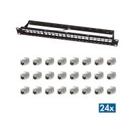 LogiLink Modular 24-port Cat.6A keystone panel. 19"/1U. black. Ec