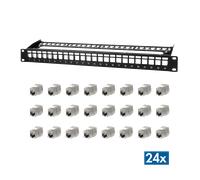 LogiLink Modular 24-port Cat.6A keystone panel. 19"/1U. black. Pr