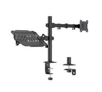 LogiLink Monitor and Notebook Desk Mount for 1x 17-32 Inch Screen with 10 kg Max. 12-17 Inch Notebooks/Tablets with 9 kg Max, VESA 75x75/100x100, Steel, Tilt, Swivel, Rotate, Black