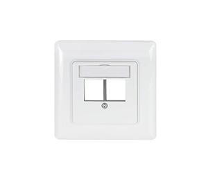 LogiLink NK4059 - Flush-Mounted Box for 2 Keystone Modules, Straight Outlet, Signal White