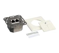 Logilink NP0023 CAT.6 Junction Box (Flush-Mounted) 2X RJ45 STP (Fully Shielded) with 40° Outlet, White