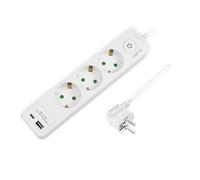 LogiLink Outlet Strip, 3 safety sockets, w/ 1x USB-A, 1x USB-C Port, w