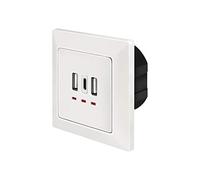 LogiLink PA0254 Flush-Mounted Socket with 2 x USB-A and 1 x USB-C for Charging up to 3 Devices at the Same Time, White