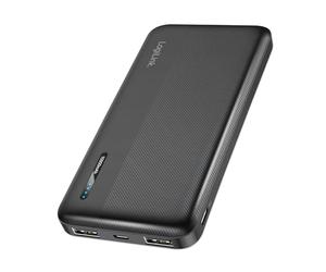 LogiLink PA0338RF Power Bank 10,000 mAh with Quick Charge Function, 2 x USB-A and 1 x USB-C, Compact and Ideal for Travel, Colour: Black