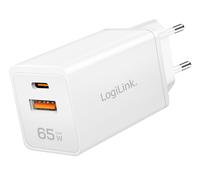 LogiLink USB Wall Charger. 2port. GaN. USB-AF & USB-CF . 65W. PD3.
