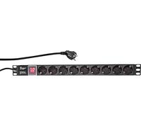 LogiLink PDU9C02 19 Inch Network Cabinet Power Strip 1 HE Protective Contact Socket with Switch, Black