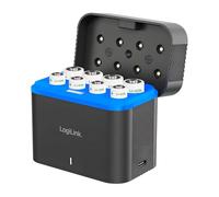 LogiLink Portable Battery Charger and Storage Box Includes 4x AA/4x AAA Lithium Ion Batteries 15W LED Status Indicator