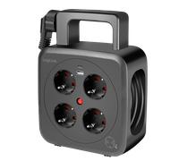 LogiLink Power Cable Reel 5m. 4 sockets. w/ USB-A & USB-C 20W. IP