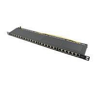Logilink Professional NP0063 Fully Shielded CAT 6A Patch/Distribution Panel with 24 Ports, PoE and PoE+, Half Height (0.5 Height Units), Black