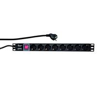 LogiLink Professional PDU8C01 19 Inch Socket Strip 8-Way CEE7/3 (Protective Contact) with On/Off Switch Black