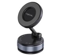 LogiLink Magnetic Smartphone Holder with 2 x 180° Joints, Twist Lock and Vacuum Suction Cup, Includes Metal Ring for Smartphones without Metal Ring/Case, 360° Rotation