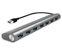 Logilink UA0308 USB 3.0 Hub for PC/Laptop, 7-Port Aluminium Case, Silver