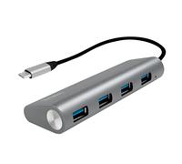 LogiLink USB Hub for PC/Laptop Aluminium Housing grey Silver 4-port