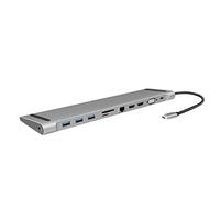 LogiLink UA0373 - USB 3.2 (Gen 1) Docking Station with 11 Ports and PD (Power Delivery) 100 W, 3 x USB / 2 x HDMI / 1 x VGA / 1 x CardReader / 1 x RJ45 / 1 x 3.5 mm/Black, Silver