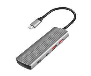 LogiLink UA0413 Ultra-Slim USB 3.2 Gen2 Hub, 2 x USB-A, 2 x USB-C, with PD (Power Delivery), 100 W, Space Grey