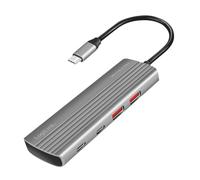 LogiLink UA0414 Ultra-Slim USB 3.2 Gen2 Hub, 2 x USB-A, 5 x USB-C, with PD (Power Delivery), 100 W, Space Grey